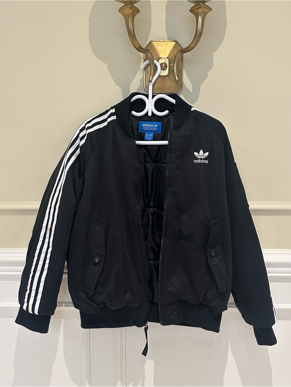Adidas Originals Black Bomber Jacket with White 3-Stripes